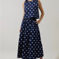 Navy Polka Dot Maxi Skirt