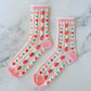 Retro Strawberry Print Socks