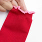 Ruffle Edge Pink + Red Socks