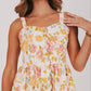 Floral Print Scallop Edge Midi Dress