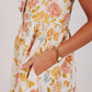 Floral Print Scallop Edge Midi Dress