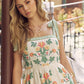Vintage Floral Midi Dress with Shoulder Tie