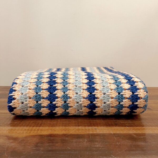 Peach + Blue Crochet Throw - Image 4