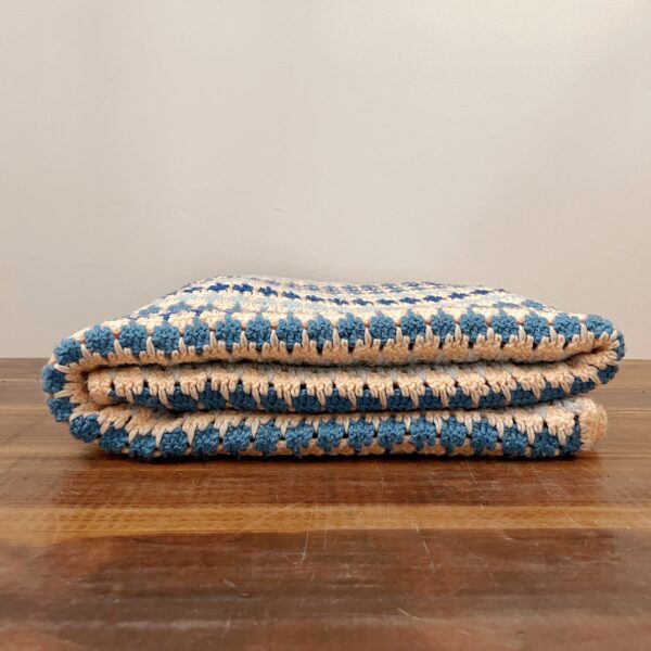 Peach + Blue Crochet Throw - Image 5