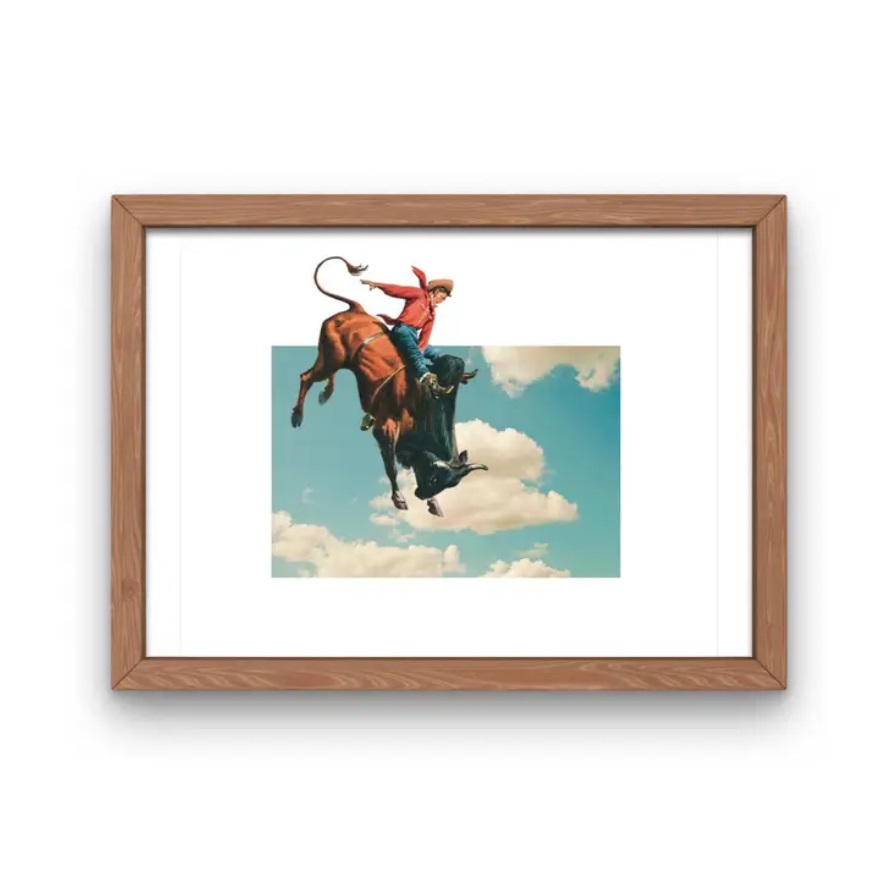 Vintage Collage Art Print – Bucking Bull – Far & Wide Kamloops