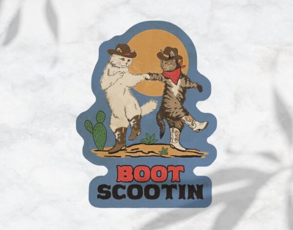 Boot Scootin Kitties Sticker