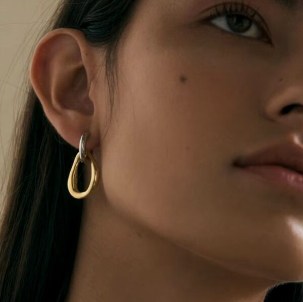 Mixed Metal Double Hoops