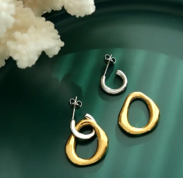 Mixed Metal Double Hoops - Image 3